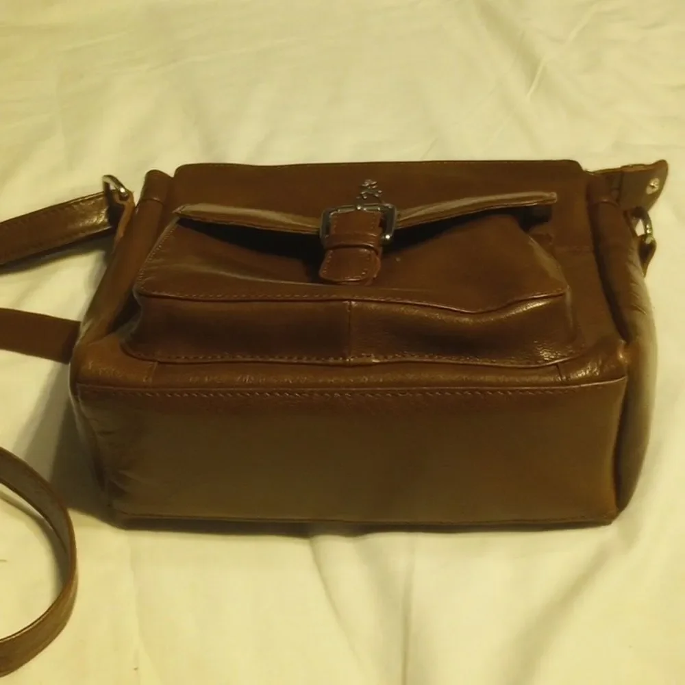 Vintage Brown Leather Ash Wood Saddle Purse